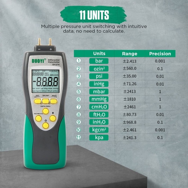 Manometer Digital Differensial Manometer Digitalt lufttrykk