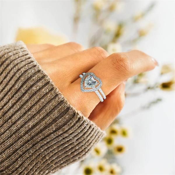 Zirconia Peach Heart Ring Alloy Ring NO.8 No.8