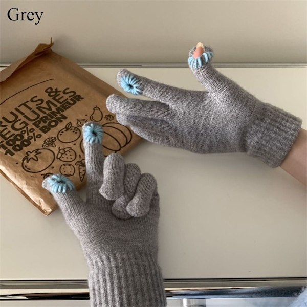 Stickade handskar varma handskar GRÅ grey