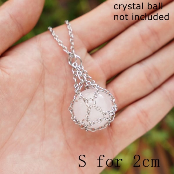Crystal Holder Cage Halskæde Crystal Net Metal Halskæde SILVER S Silver S