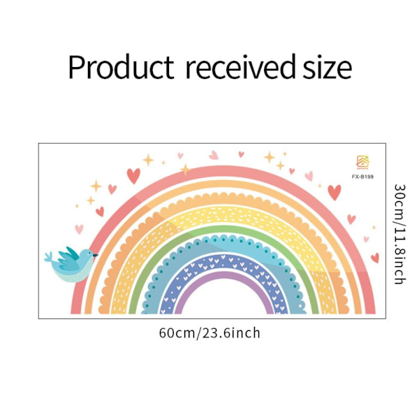 Väggdekor Färgglada Boho Rainbow Heart Tapet Rainbow Dekaler