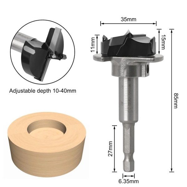 Forstner borrkrona Träbearbetning Tungsten Carbide Trä Hålsåg