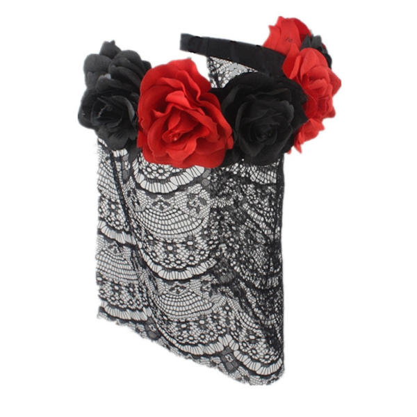 Halloween pannebånd med blomster hårbånd SVART black