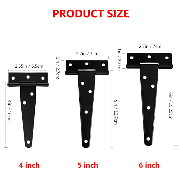 4 KPL Saranat T muoto MUSTA 5 TUUM Black 5 inch