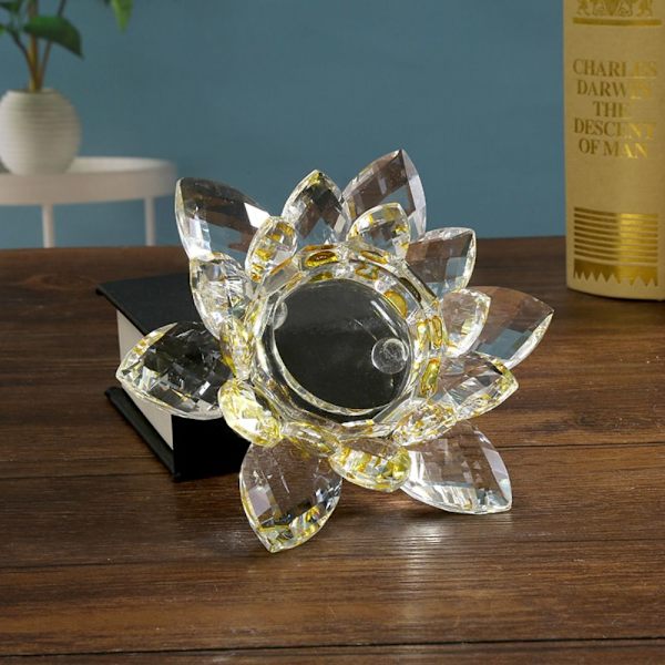 Kristall Lotus Flower Figurine Lotus Flower Ornament GUL yellow