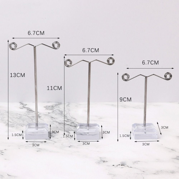 3 stk Smykke Display Stand Smykkehylde TRANSPARENT transparent