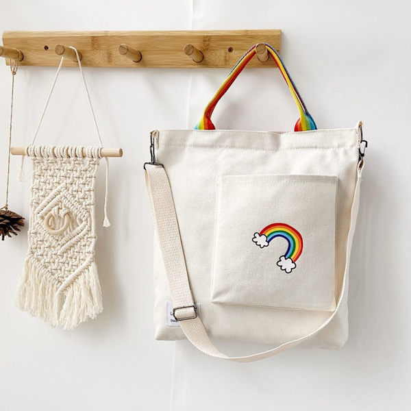 Axelväska Canvas Handväska Crossbody-väska VIT white