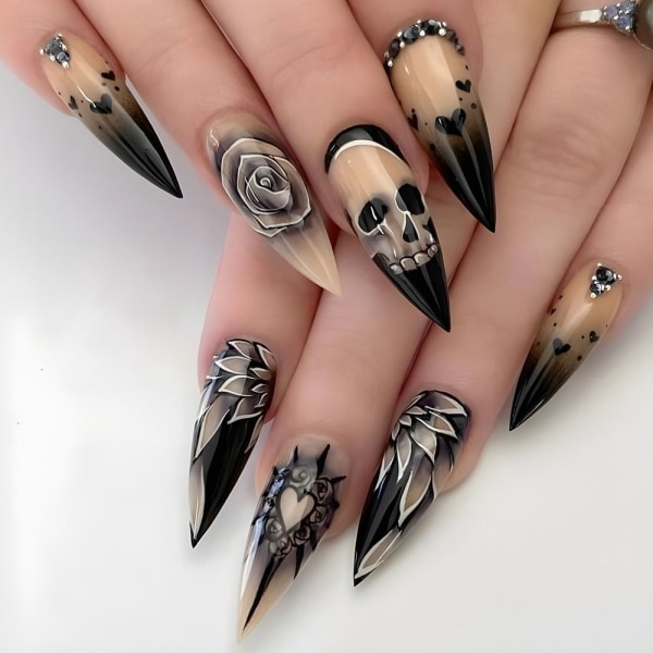 Halloween Skull Fake Nails Grandiose Nail Press on Nails