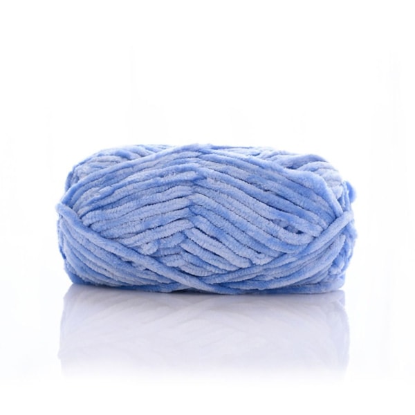 Chenille Velvet Garn Chunky Knitted Carded Threads SKY BLUE sky blue