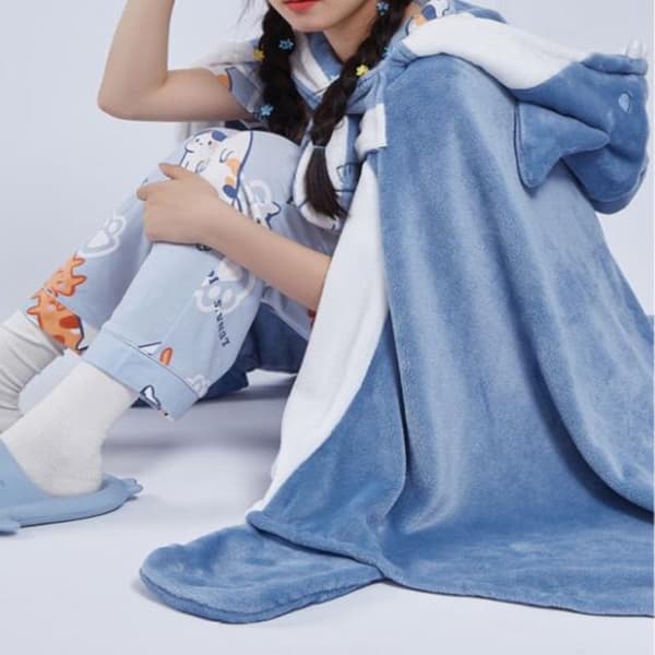 Shark Blanket Shark sjal Cape Type hette kappe Shark pledd