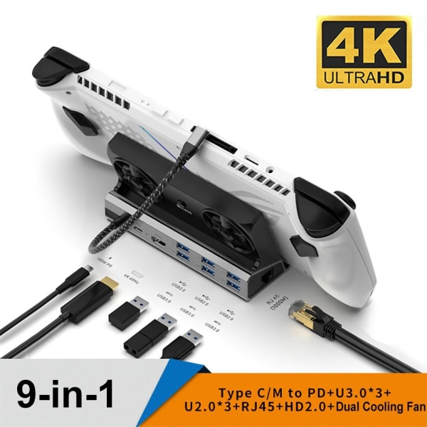 Spillkonsollstativbase USB Type-C Hub 9-IN-1 9-IN-1 9-in-1