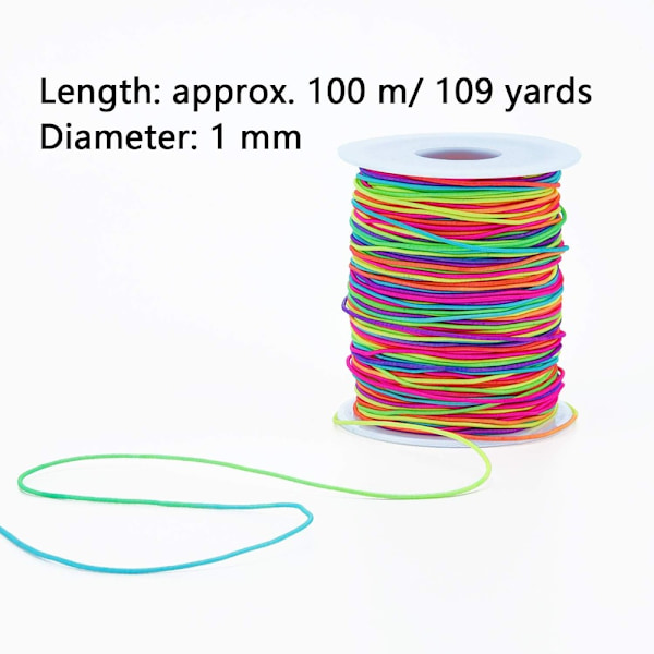 Tynd Elastic String Rainbow Stretchy Cord 1mm Farverig Elastik