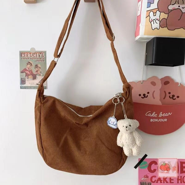 Corduroy Crossbody Bag Axelväska KHAKI Khaki
