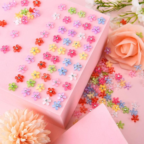 Resin Blomster Blomster Charms Charms med Rhinestone