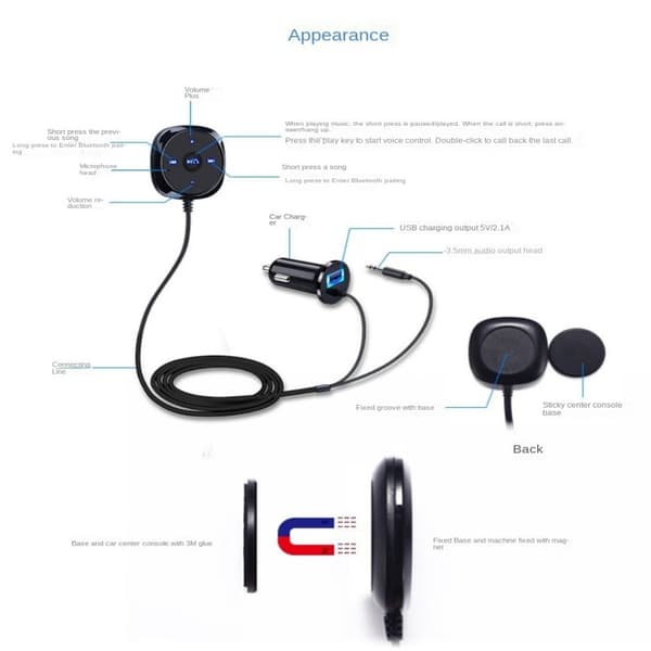 Trådløs Bluetooth musikkmottaker Håndfri Bluetooth Black