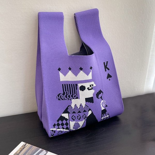 Stickad handväska Knot handledsväska LILA purple