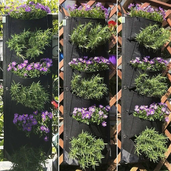 Planteringspåse med 6 fickor Flower Grow Krukor GRÅ Gray