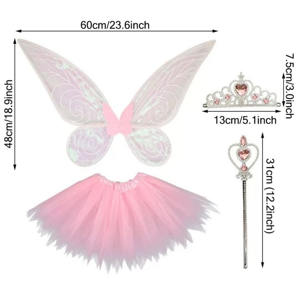 Butterfly Fairy Wings Princess Angel Wings PINK (4 kpl) PINK Pink  (4 Pcs)