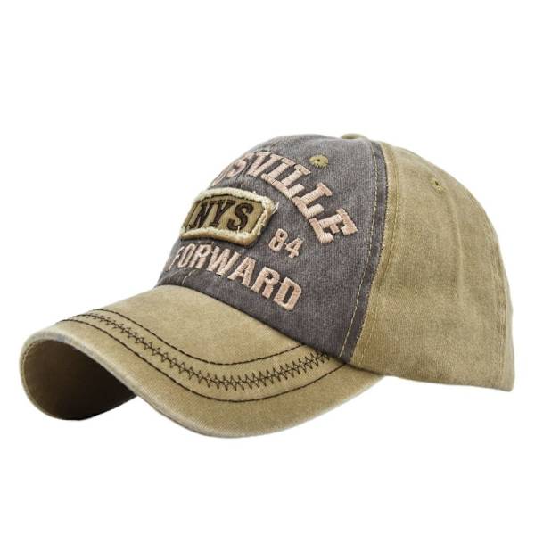 Brev Broderi Baseball Caps Distressed Faded Hatte khaki&coffee