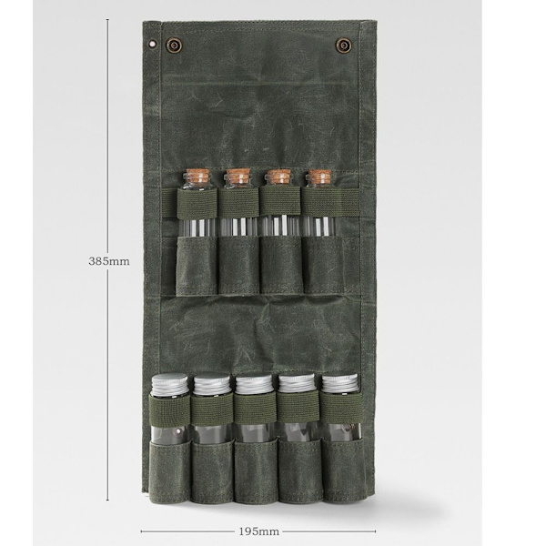 Krydderiflaskesæt Krydderikrukke KHAKI TASKE OG FLASKER TASKE OG khaki bag and bottles-bag and bottles