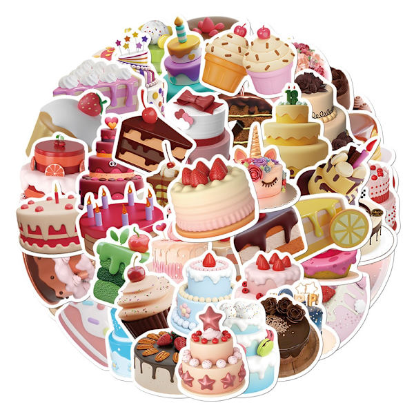 200 stk Stickers Kage Stickers Dessert Stickers