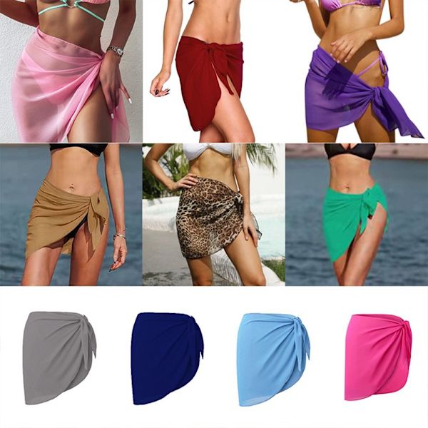 Bikini indpakket gennemsigtig top badetøj cover-up kjole 5 5 5