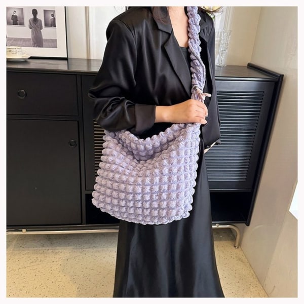 Puffy Handbag Wrist Tote Bag LILA Purple