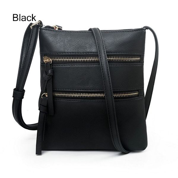 Crossbody-veske for kvinner Glidelåsvesken SVART Black