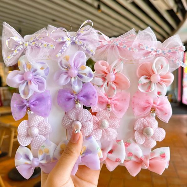 10 kpl Bow Hair Clip Flower -hiusklipsi KELTAINEN yellow