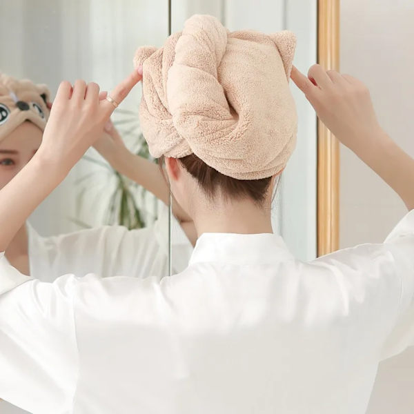 Tørt hår Cap Microfiber håndklæde KHAKI khaki