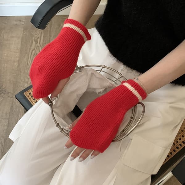 1 Par Half Finger Handskar Fingerless vantar RÖDA Red