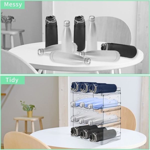 Transparent förvaringsställ för vattenflaskor Stapelbar vattenflaska 8 bottles