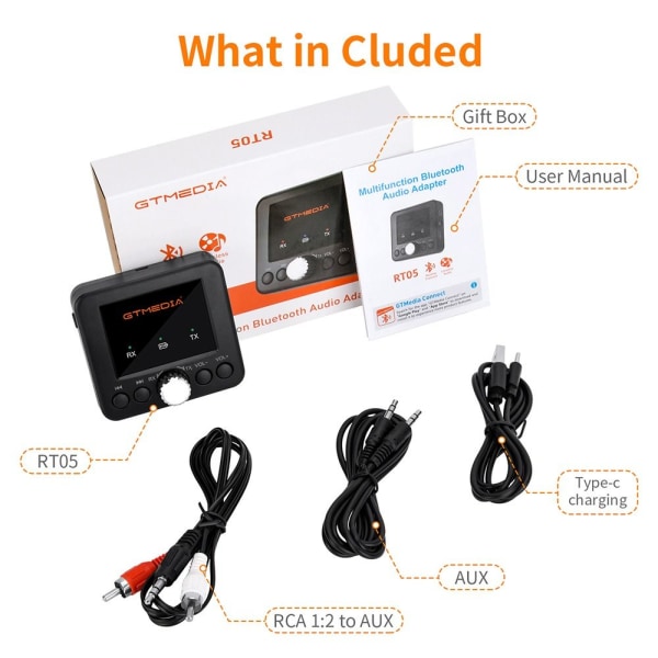 Bluetooth Audio Adapter GTMEDIA RT05 Modtager Sender