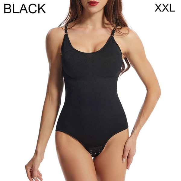 Dame Bodysuit Mansjett Magetrener SVART XXL black XXL