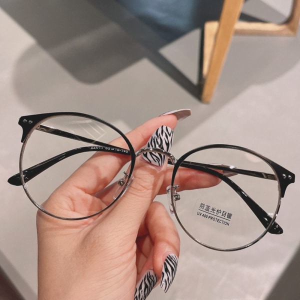 Anti-Blue Light Briller Overdimensjonerte briller SVART SØLV SORT Black silver