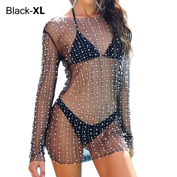 Dame Cover Up Dress Bikini Cover Ups SVART XL XL Black XL-XL