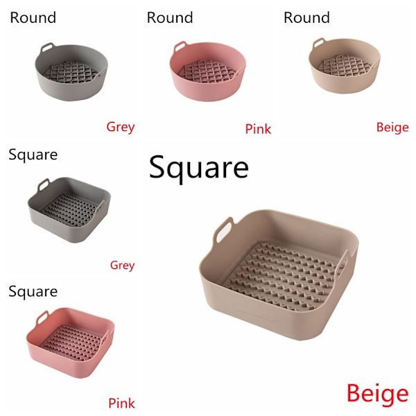 Air Fryer Silikongryta AirFryer Tillbehör beige Square