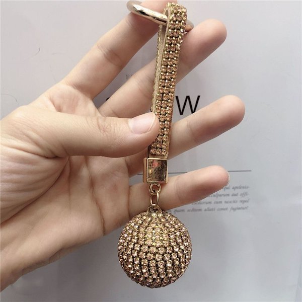 Rhinestone läderrem Crystal Ball Pendant nyckelring 2 2