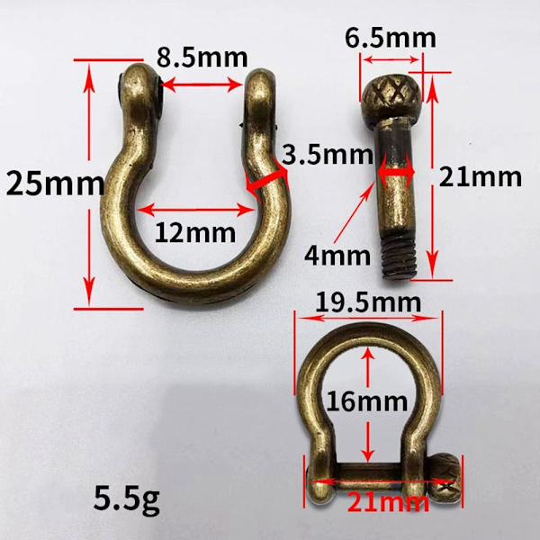 5 st Karbinhake D Bow Staples 4 4 4