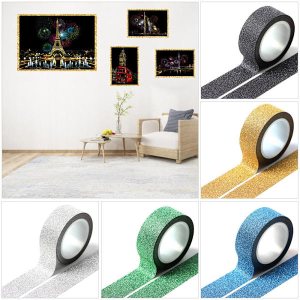 5 Rulla Glitter Film Tape Sparkle Teippi SILVER 5ROLL 5ROLL Silver 5Roll-5Roll
