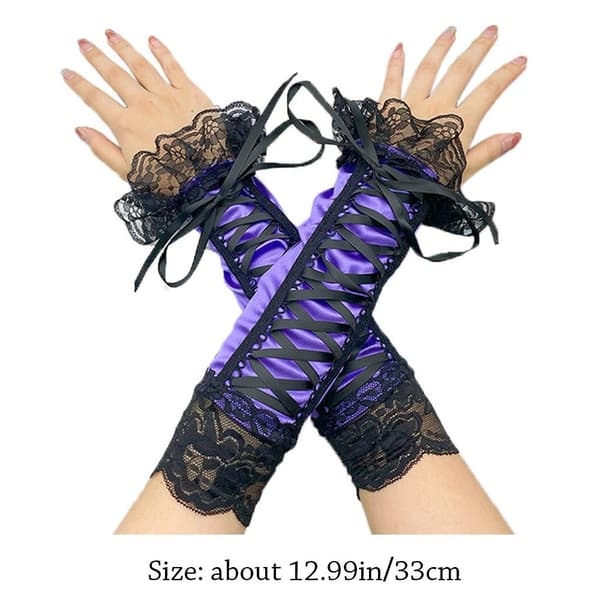 Lange blondehandsker, halvfingerhandsker, SORT black