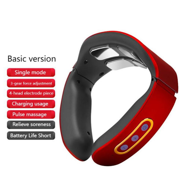 Elektrisk Neck Massager Nakke Afslapningsmaskine RØD BASIC red Basic version-Basic version