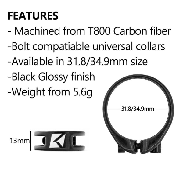 Cykel Sadelstolpsklämma Sadelstolpskrage 34,9MMSVART SVART 34.9mmBlack