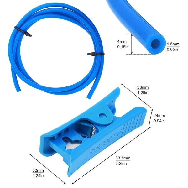 1M PTFE-rør Bowden-rør med 2X PC4-M6 og PC4-M10