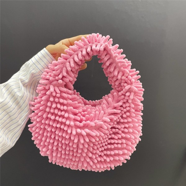Mop Plys håndtaske imiteret pelstaske PINK Pink