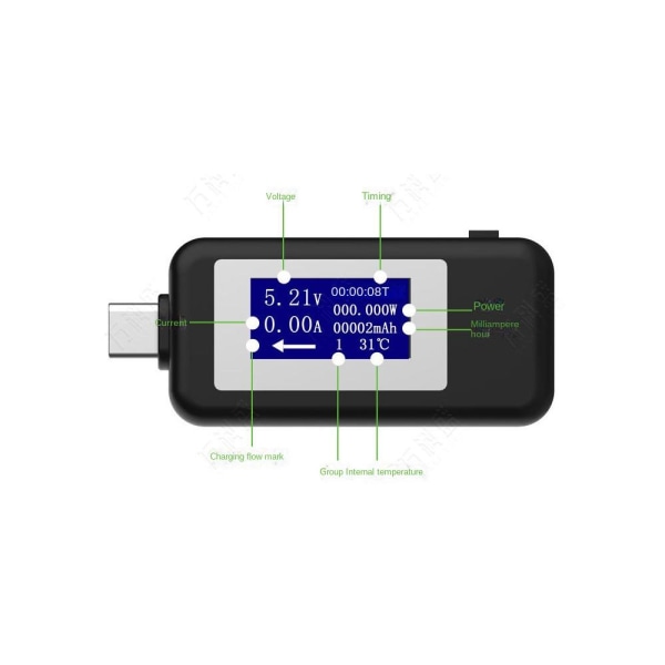USB C Strömmätare Monitor Multifunktionell USB-testare Laddare