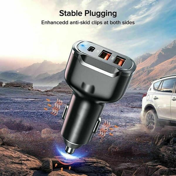 USB Biloplader Hurtigopladningsadapter Opladerstik