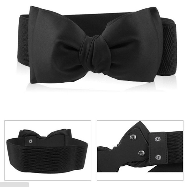 Bred stretch midjebälte Bowknot midjeband MÖRKBLÅT dark blue
