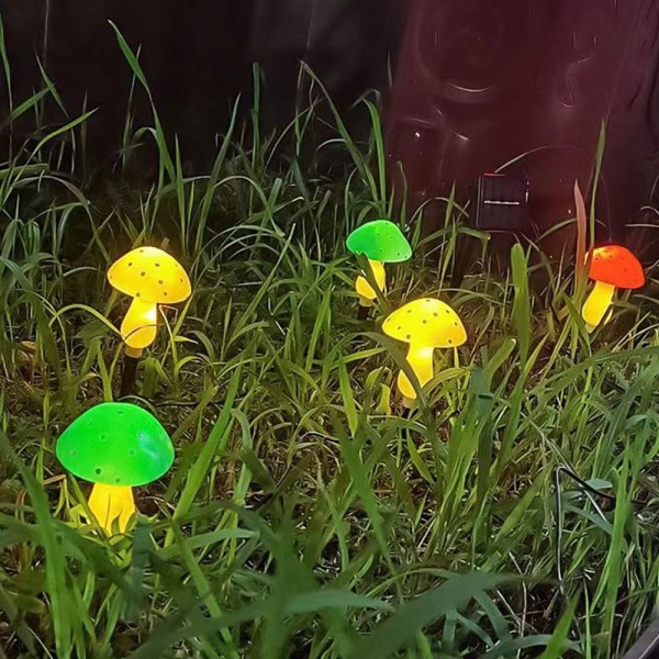 6kpl/ set Solar Mushroom Light Fairy String Lights VIHREÄ Green