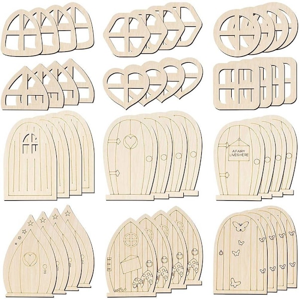 48/64 kpl Miniature Fairy Door Tonttutalon portti 4 (48 KPL) 4 (48 KPL) 4(48pcs)